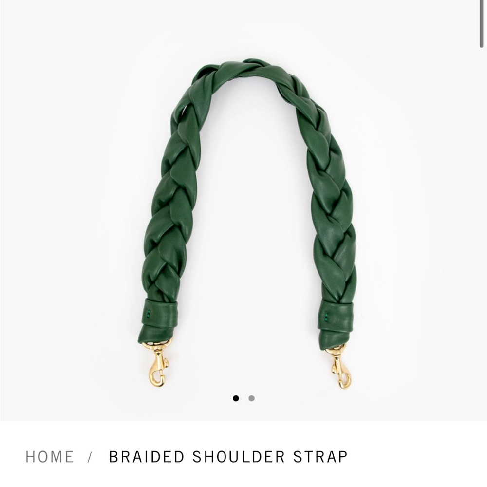 Clare V Braided Shoulder Strap in Forest Green with Gold Hardware